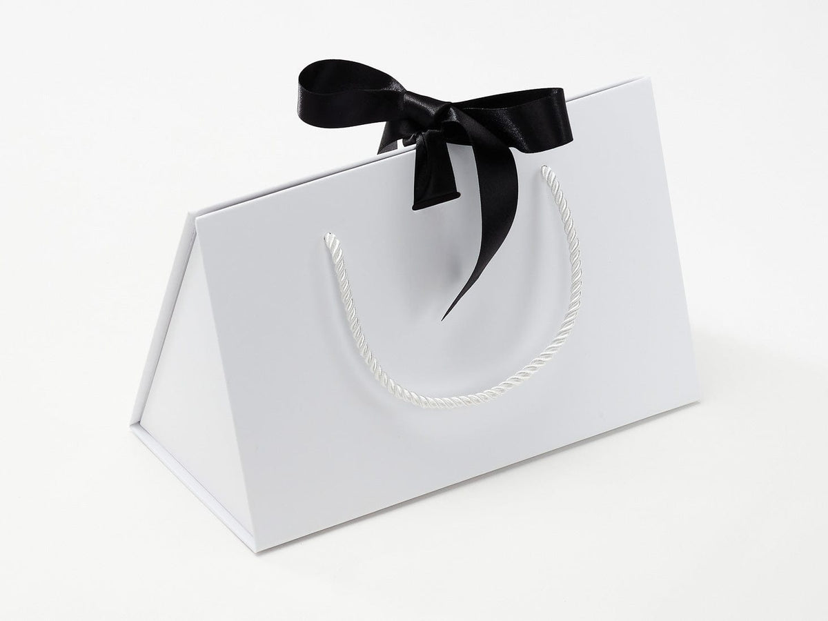 Medium White BoxBag® Featured with Black Satin Ribbon