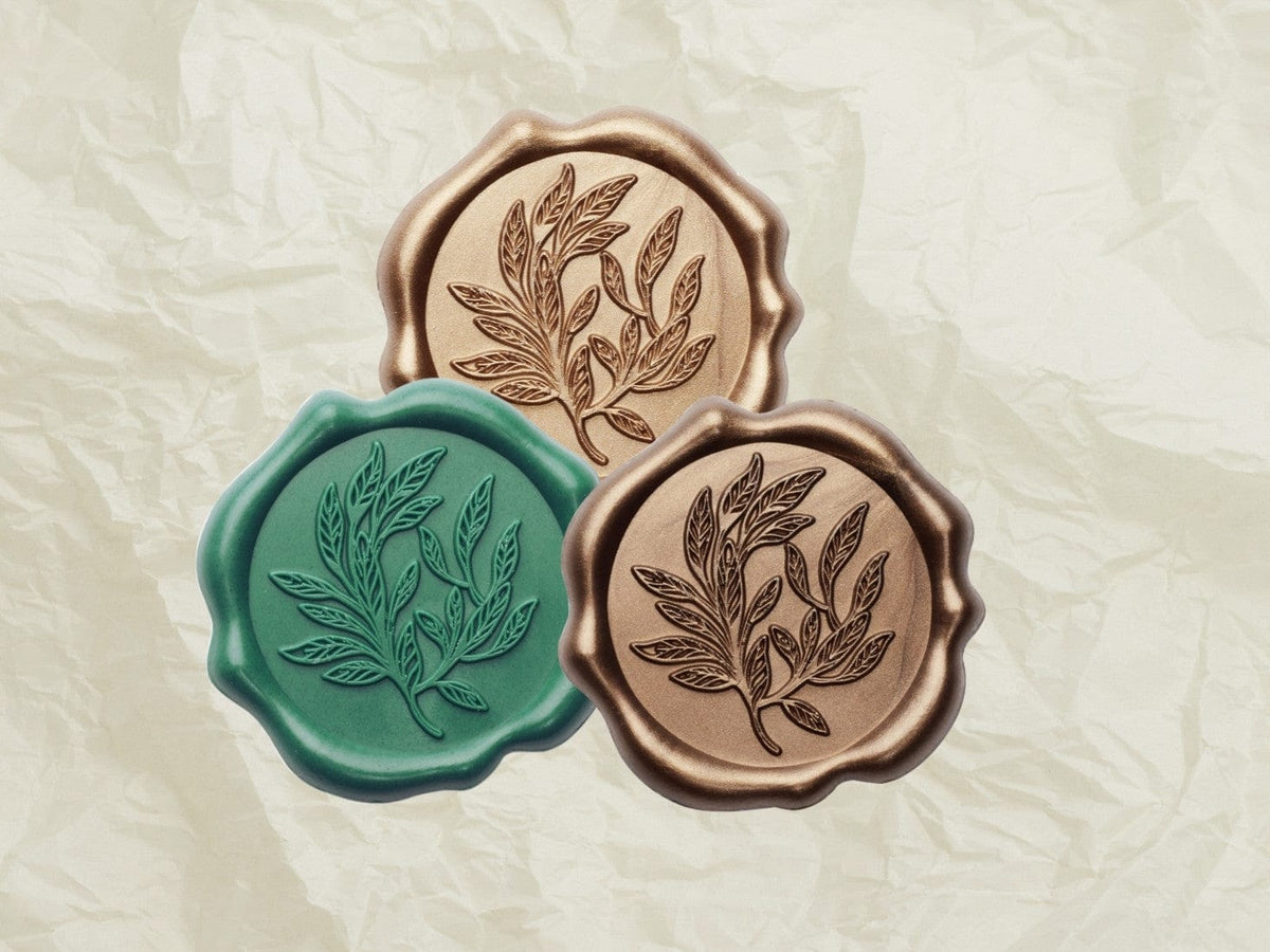 Ivory Tissue with Forest Green, Copper and Bronze Wax Seals