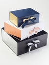 Metallic Foil FAB Sides® Featured on Navy White and Black Gift Boxes
