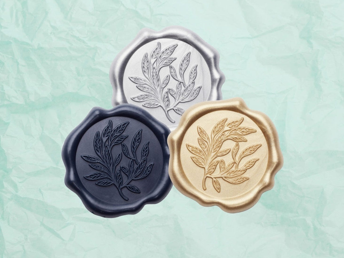 Mint Green Tissue with Silver, Gold and Navy Wax Seals