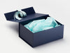 Crystaline Grosgrain Ribbon with Mint Green Tissue Featured with Navy Gift Box