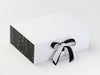 Xmas Mistletoe FAB Sides® Featured on White A4 Deep Gift Box with Black Sparkle Double Ribbon