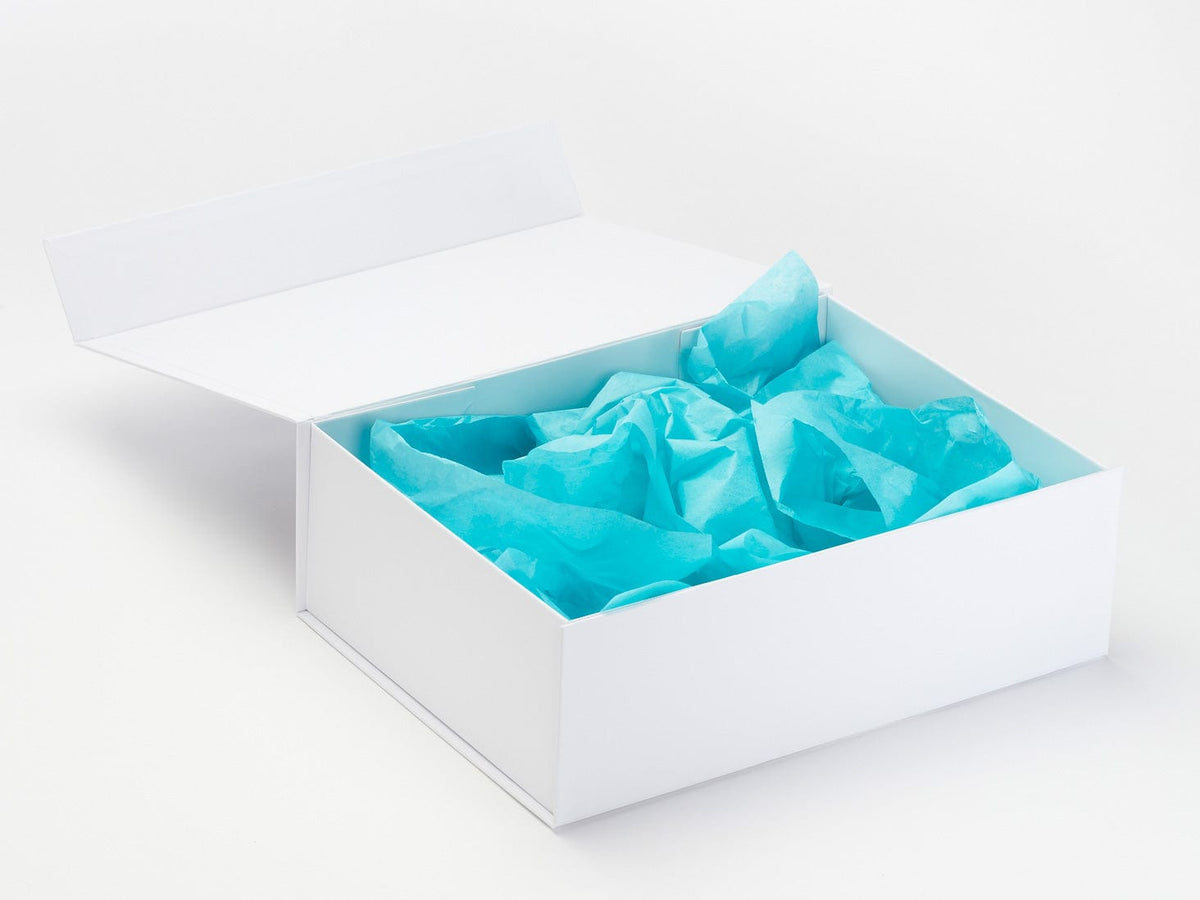 Misty Turquoise Ribbon Featured in White Gift Box