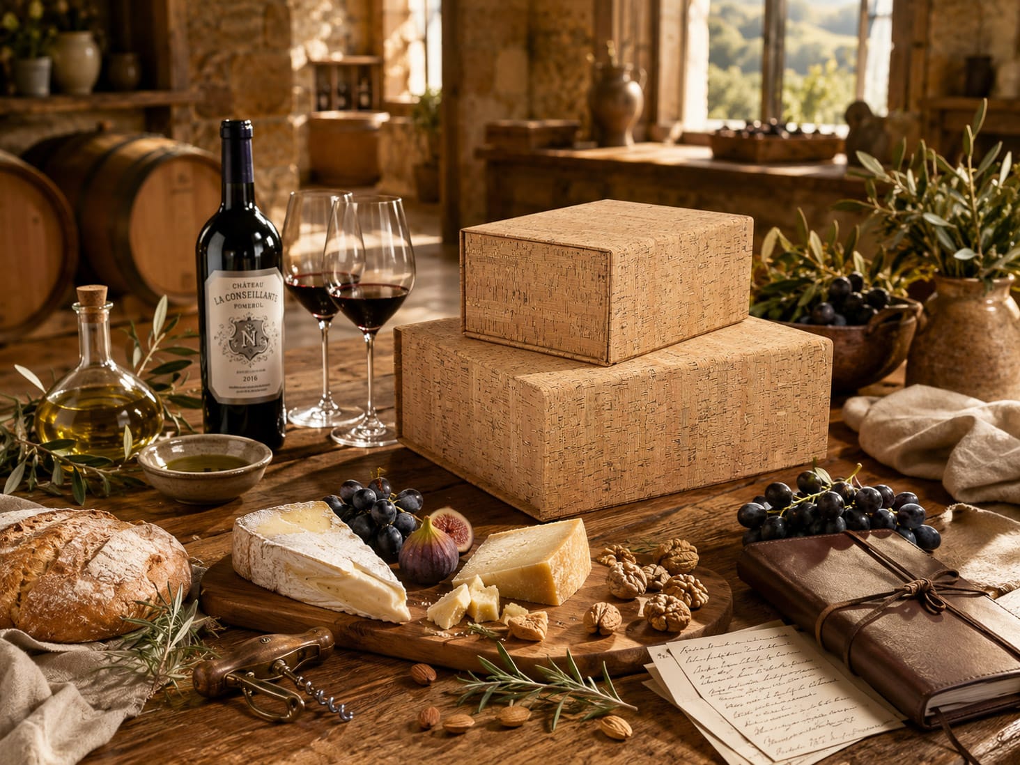 Natural Cork Gift Boxes for Gourmet Food Hamers