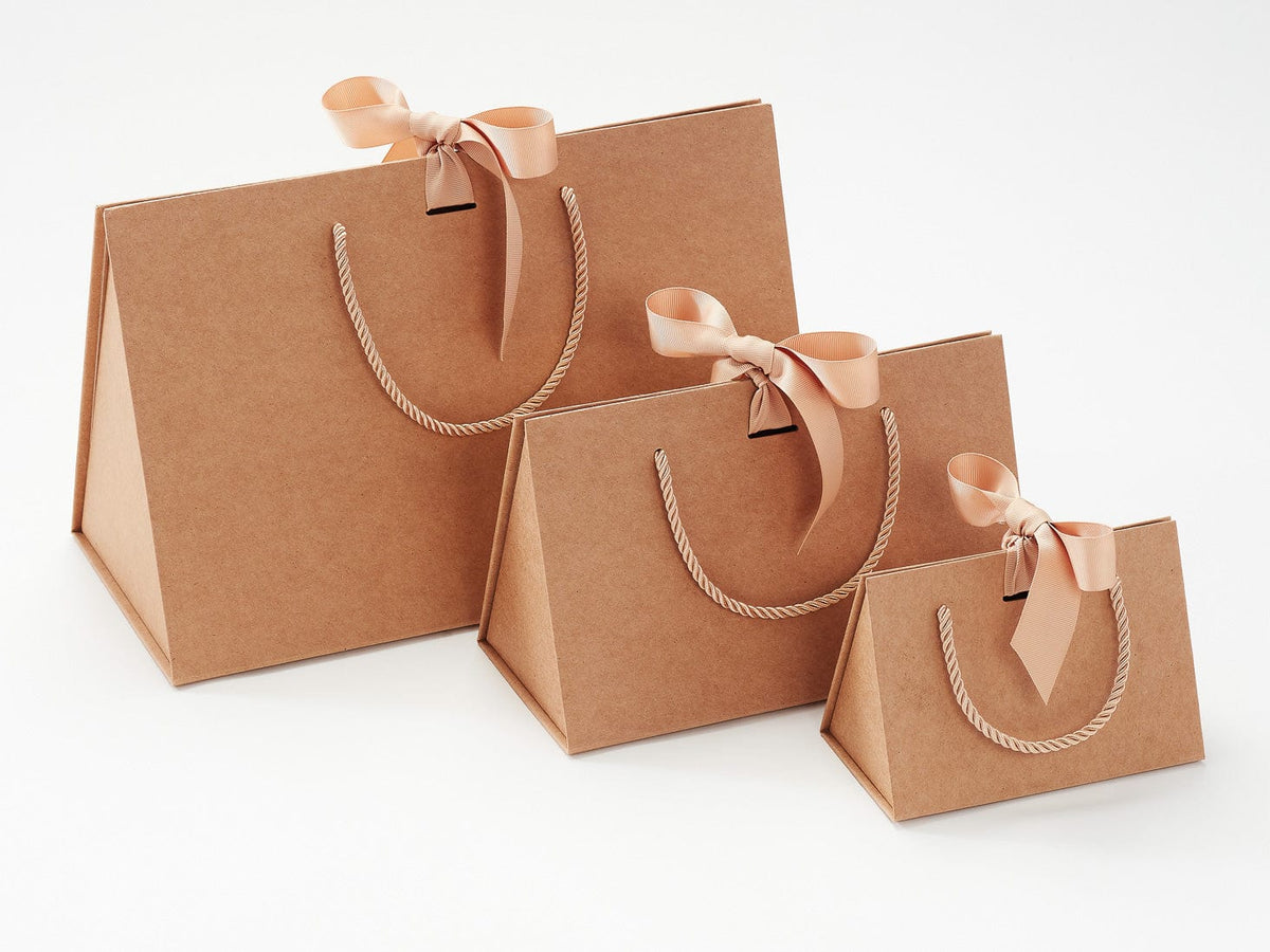 Natural Kraft BoxBags in 3 Sizes Work Well With Lemon Yellow Ribbon