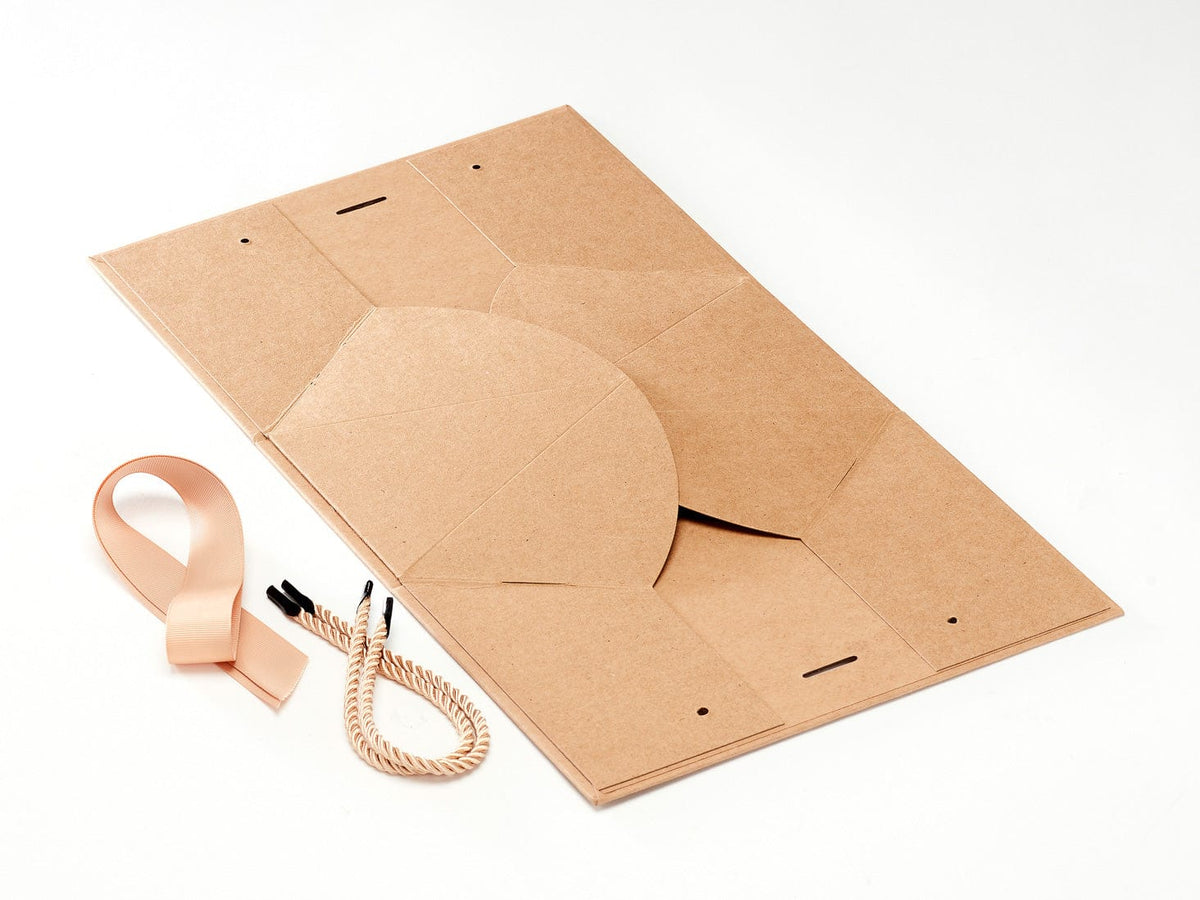 Sample Medium Natural Kraft BoxBag® Supplied Flat with Ribbon and Rope Handles