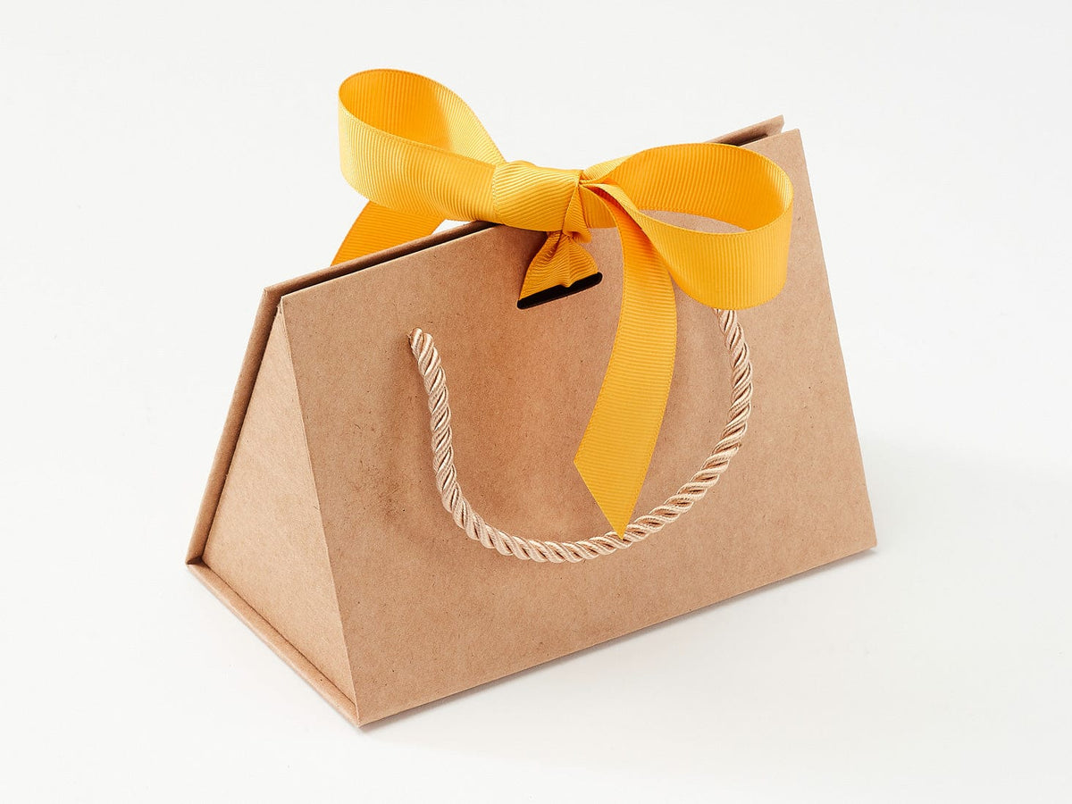 Small Natural Kraft BoxBag® Featuring Yellow Gold Ribbon