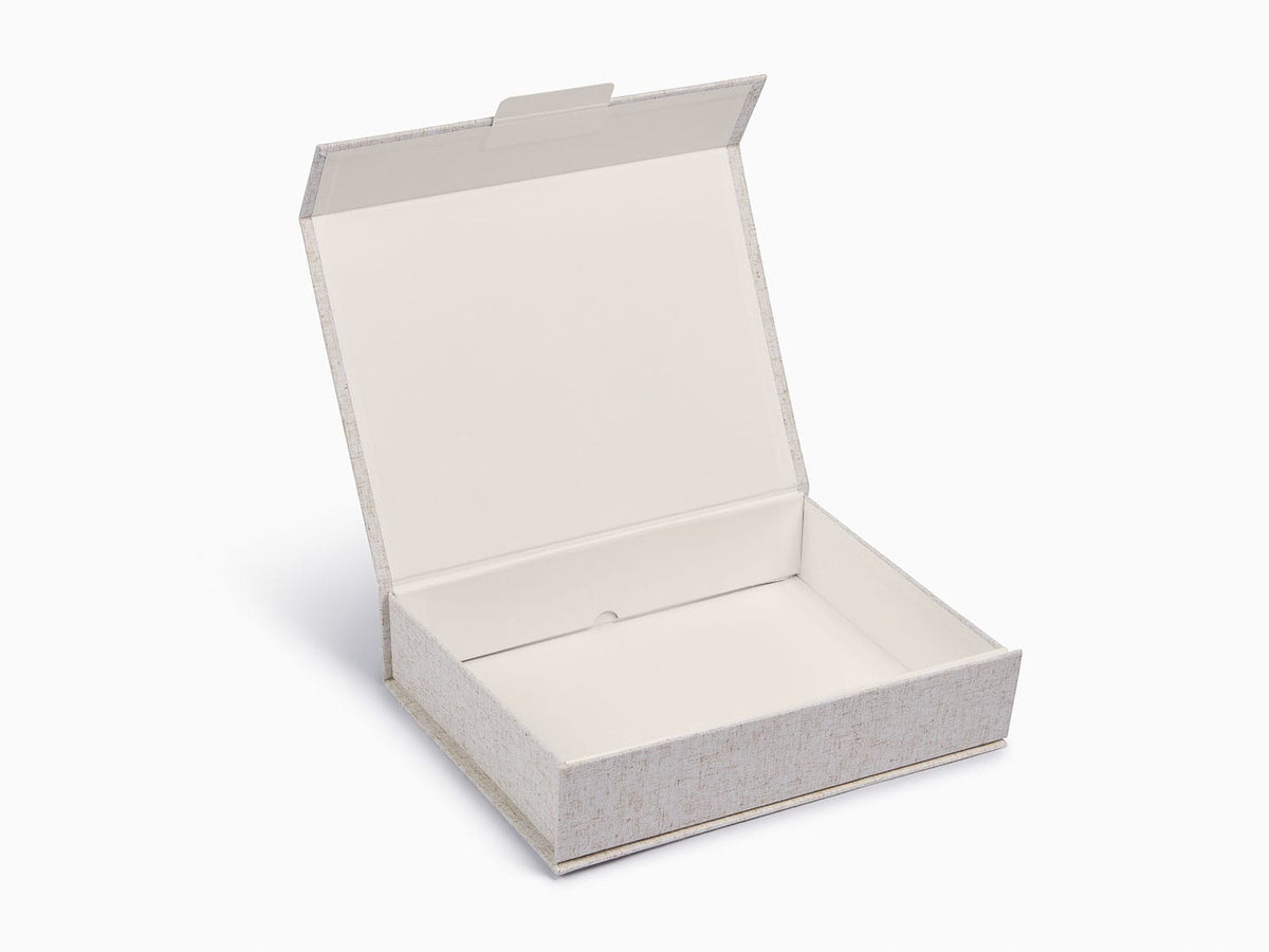 Natural Linen A4 Shallow Gift Box Assembled Open