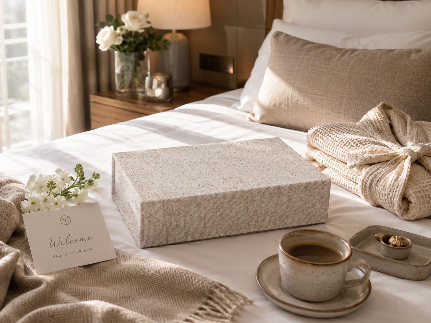 Natural Linen Gift Boxes for Hotel Concierge Services