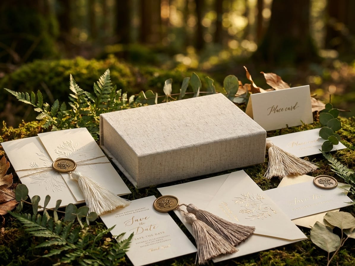 A6 Shallow Linen Gift Box For Wedding Stationery