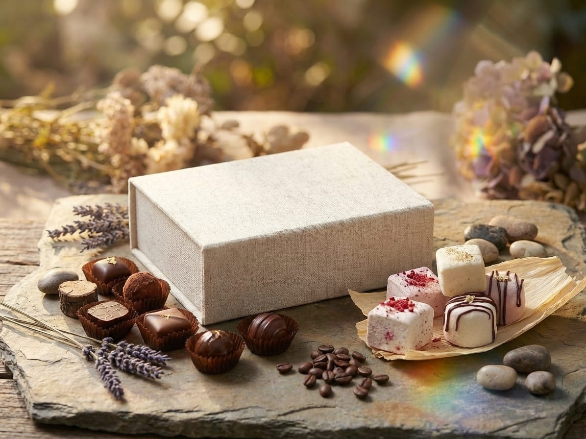 A6 Shallow Natural Linen Gift Box For Chocolate Packaging