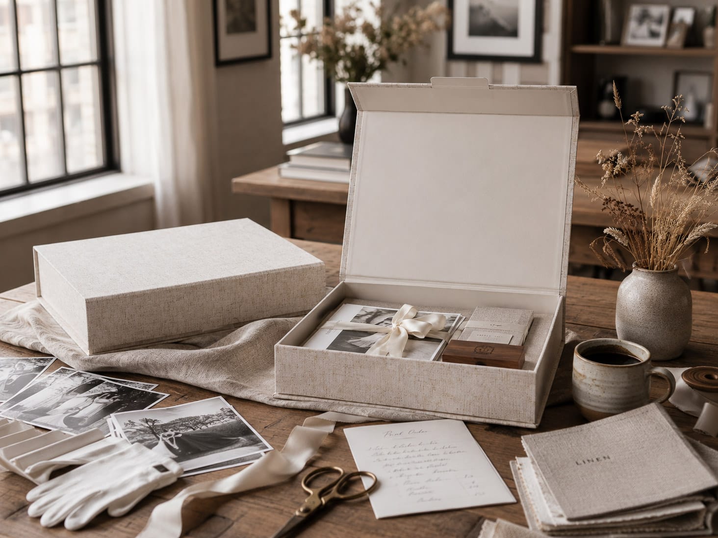 Natural Linen Gift Boxes for Photography Packaging