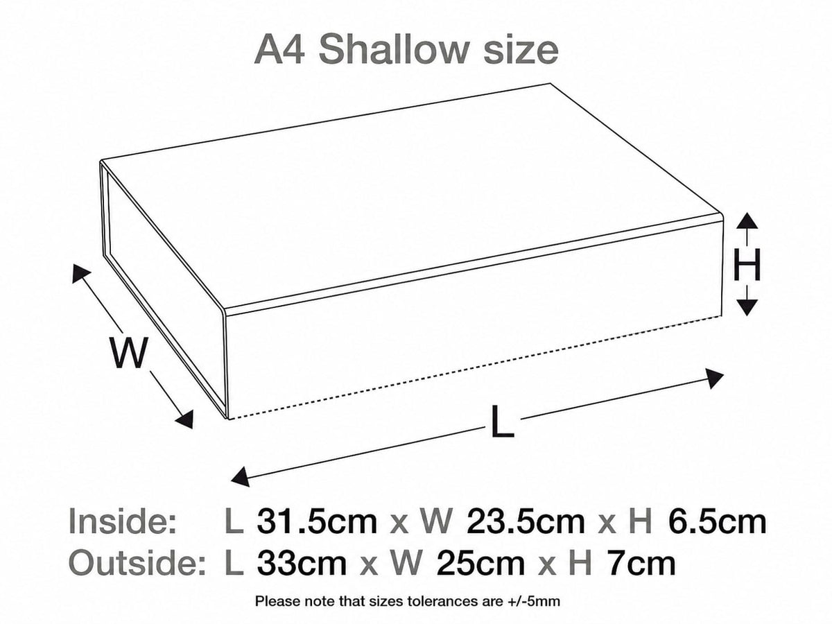 Natural Linen A4 Shallow Gift Box Assembled Line Drawing