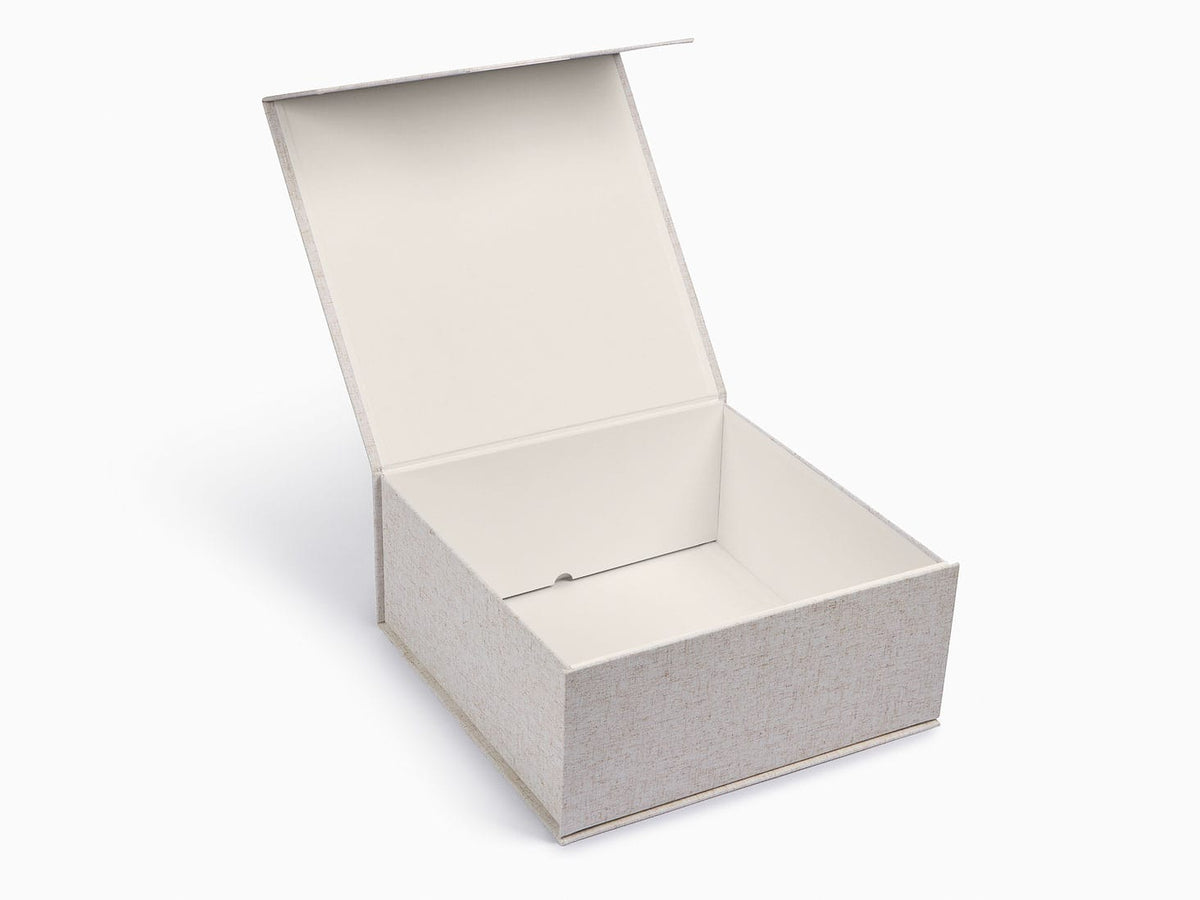 Natural Linen Sample Gift Box Assembled Open