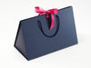Large Navy Blue BoxBag® Featured with Hot Pink Satin Ribbon