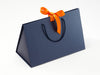 Large Navy Blue BoxBag® Featured with Tangerine Ribbon