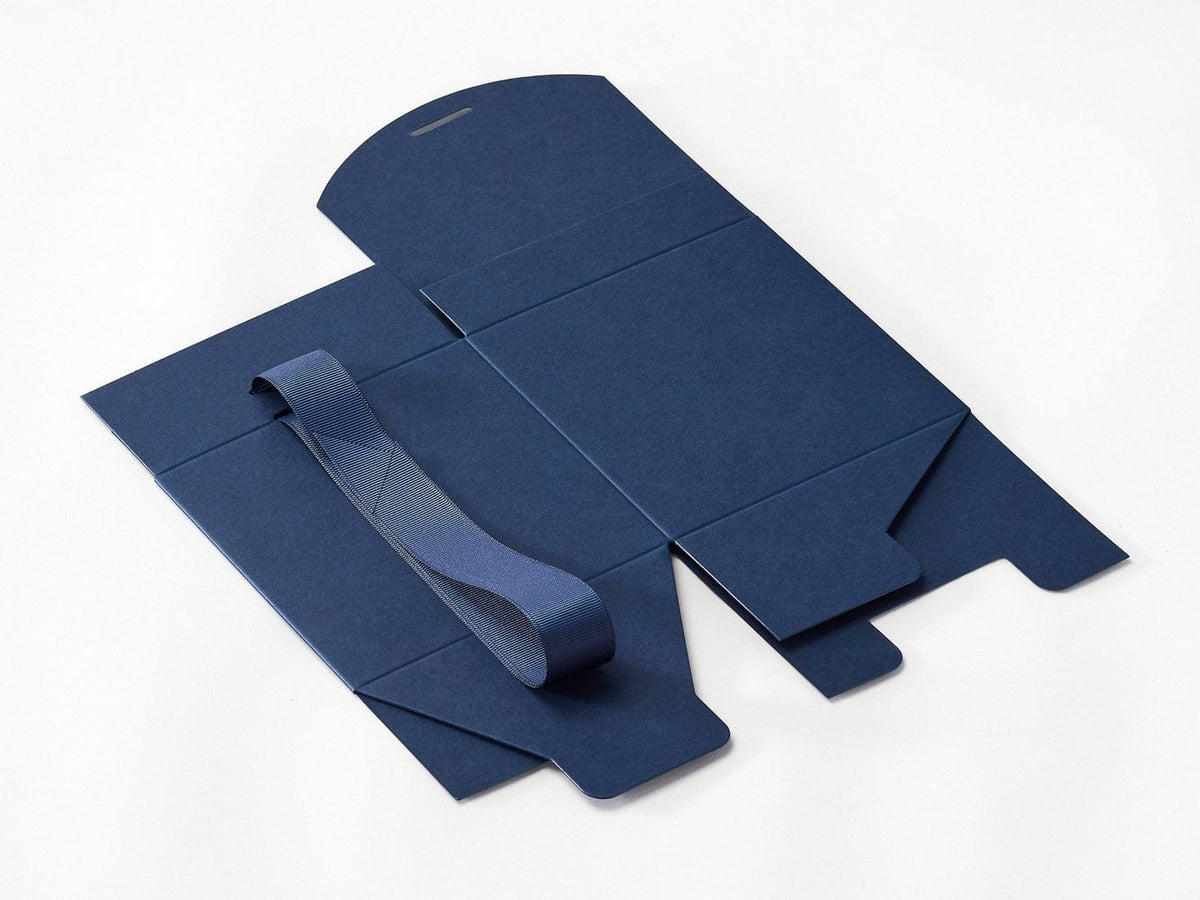 Navy blue large softbox sample folded flat on white background