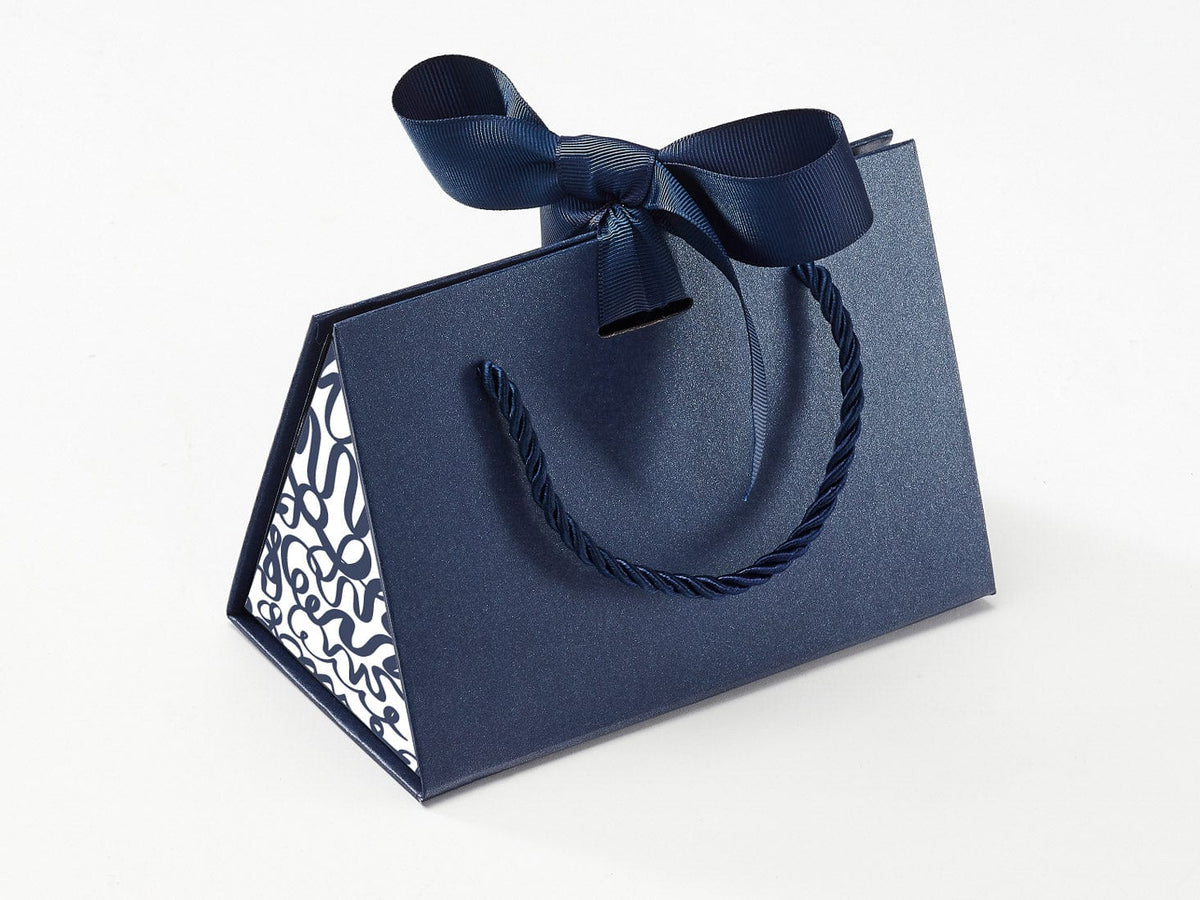 Small Navy BoxBags® Featured With Custom Logo Printed Side Panel Labels from brokenlogo