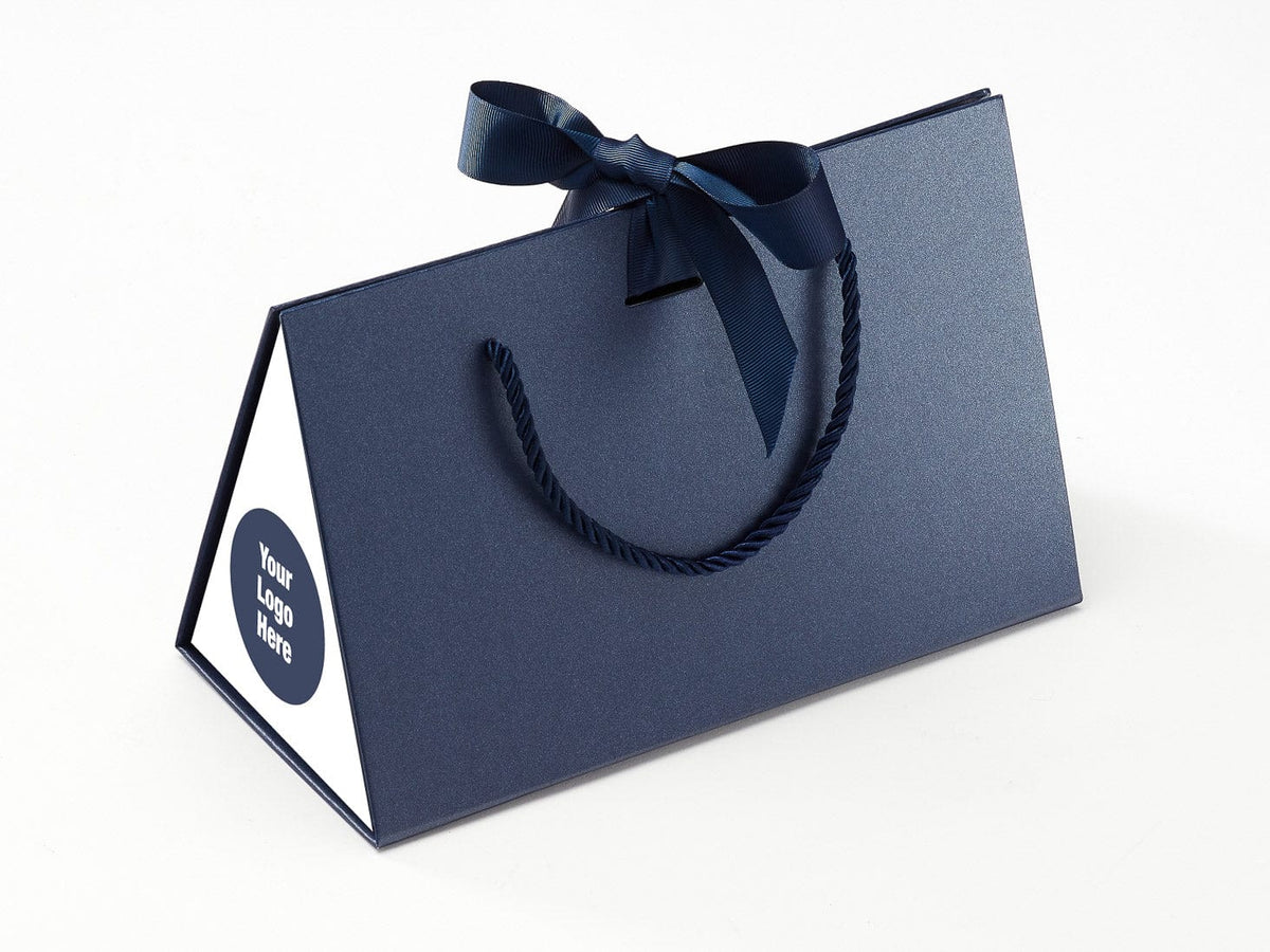 Navy Medium BoxBag® Featuring Custom Logo Printed Side Panel Labels from brokenlogo