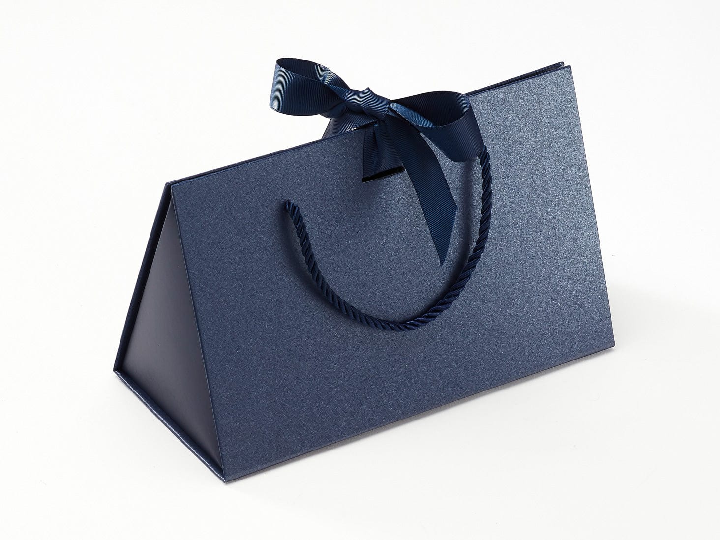 Medium Navy Blue BoxBag® Supplied with Navy Ribbon and Rope Handles