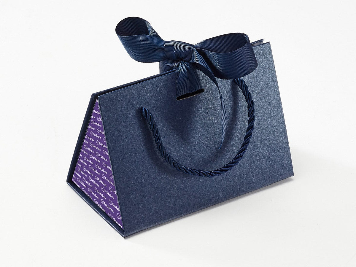 Small Navy BoxBags® Featured With Custom Logo Printed Side Panel Labels from brokenlogo
