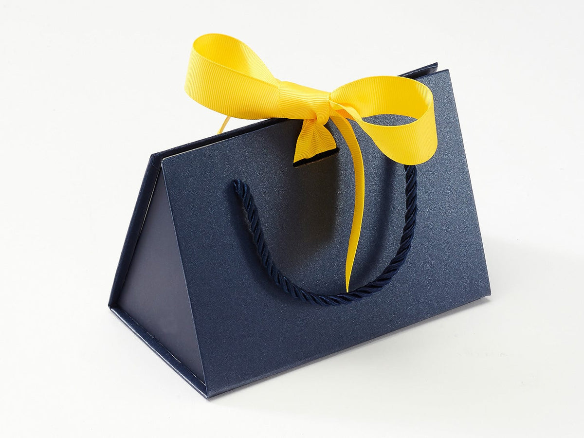 Small Navy Blue BoxBag® Featured with Daffodil Yellow Ribbon