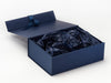 Navy Blue Tissue Paper Featured in Navy Blue Gift Box with Navy Textured FAB Sides®