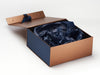 Peacoat Ribbon and Navy Tissue Featured with Navy Textured FAB Sides® on Copper Gift Box