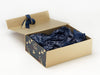 Peacoat Ribbon and Navy Tissue  Featured with Xmas Pine Cones FAB Sides® on Gold Gift Box