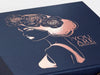 Navy Blue Folding Gift Box with Custom Printed Rose Gold Foil Design