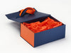 Orange Tissue Paper Featured in Navy Blue Gift Box with Orange FAB Sides®