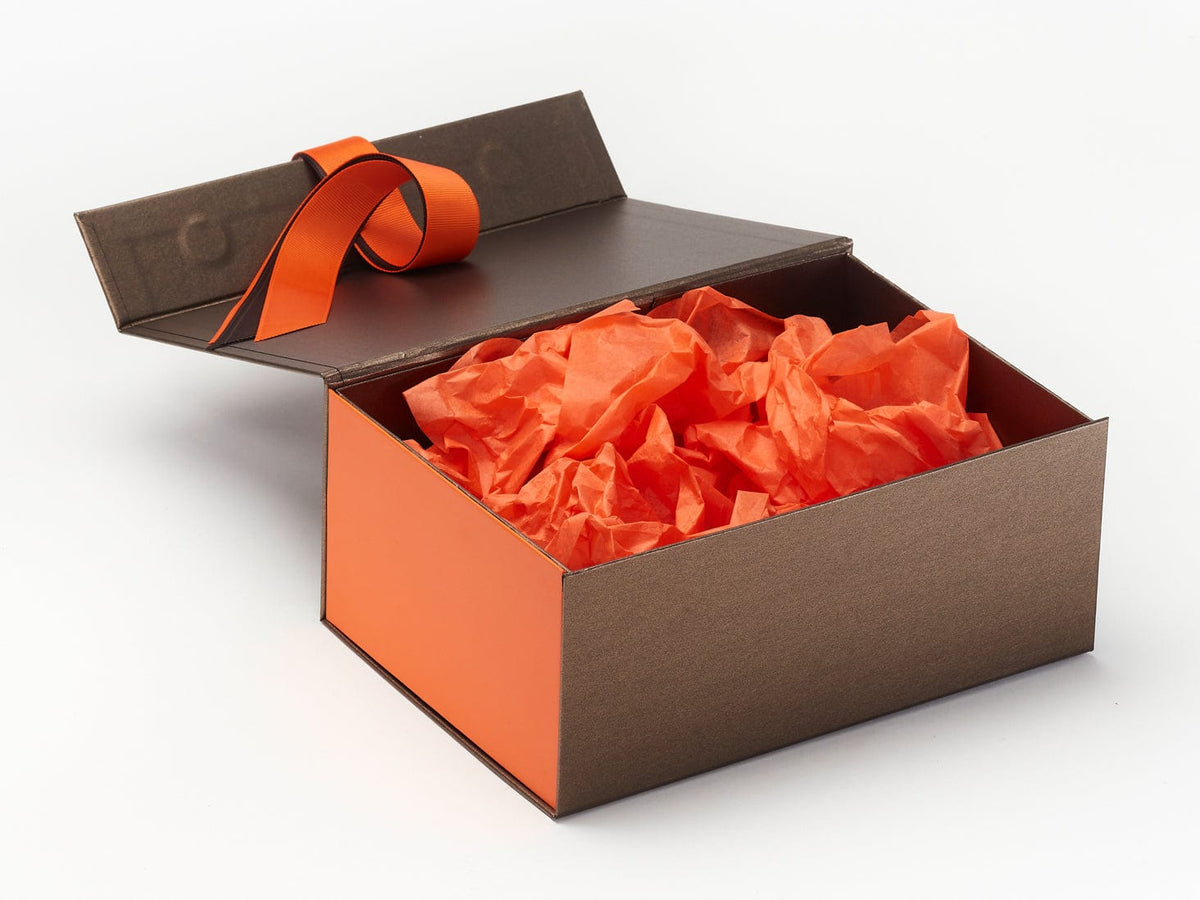 Orange Tissue paper featured with Bronze Gift Box and Orange FAB Sides®