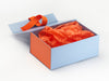 Orange Tissue Paper Featured in Pale Blue Gift Box with Orange FAB Sides®