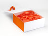 Orange FAB Sides® Featured on White Gift Box with Orange Tissue Paper and Russet Orange Ribbon
