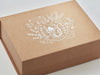 Custom White Printed Design Featured on Natural Kraft Gift Box