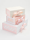 Pale Pink Hearts FAB Sides® Decorative Side Panels Featured on Ivory and White Gift Boxes