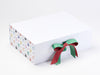 Sample Paw Prints FAB Sides® Featured on White Gift Box with Sage Green and Cinnabar Double Ribbon
