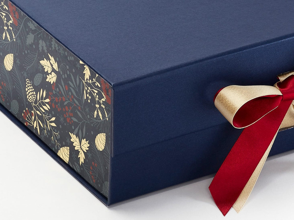 Xmas Pine Cones FAB Sides®  Featured on Navy A4 Deep Gift Box Close Up
