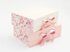 Sweet Nectar and Pale Pink Satin Ribbon Featured with Pink Peony FAB Sides® on Ivory Gift Box