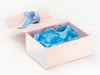 Porcelain Blue Ribbon and Tissue Paper with White FAB Sides® Featured on Pale Pink Gift Box