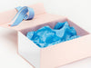 Sample White Gloss FAB Sides® Featured on Pale Pink Gift Box with Porcelain Blue Tissue and Ribbon