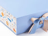 Rainbow Zoo FAB Sides® Featured on Pale Blue Gift Box with Tan Double Ribbon