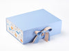 Tan Ribbon Featured with Rainbow Zoo FAB Sides® on Pale Blue Gift Box