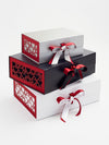 Red Satin Ribbon Featured with Red Hearts FAB Sides® on Black Gift Box