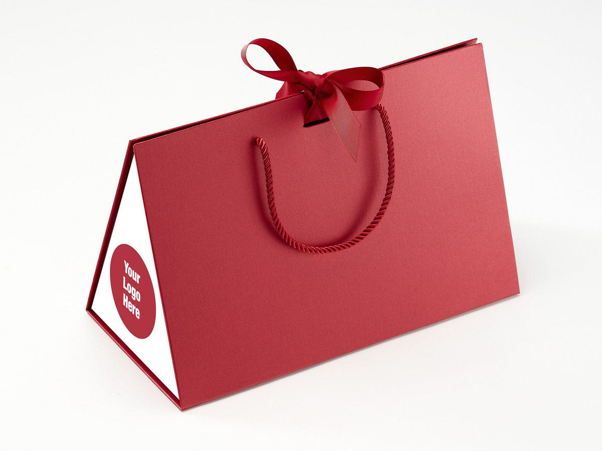 Large Red BoxBag® Featuring Custom Logo Branded Side Panel Labels from brokenlogo