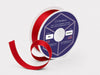 Red Satin Ribbon with metallic gold stitched edges 20m roll