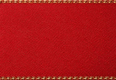 Red Satin Ribbon with Gold Stitched Edges