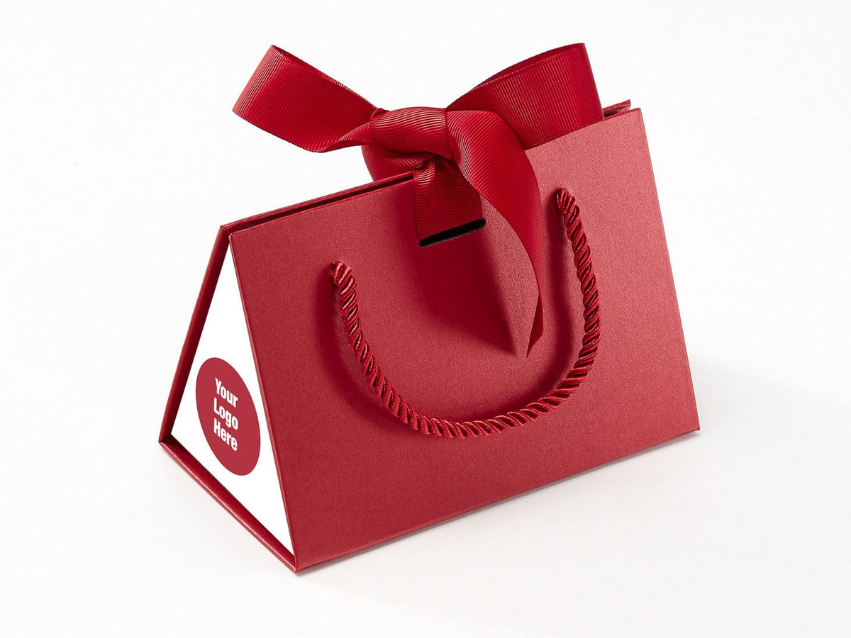 Small Red BoxBags® Featured With Custom Logo Printed Side Panel Labels from brokenlogo