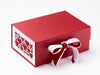 Red Satin Sparkle and White Grosgrain Ribbon Featured with White Hearts FAB Sides® on Red Gift Box