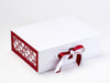 White Satin and Red Sparkle Double Ribbon Featured with Red Hearts FAB Sides® on White Gift Box